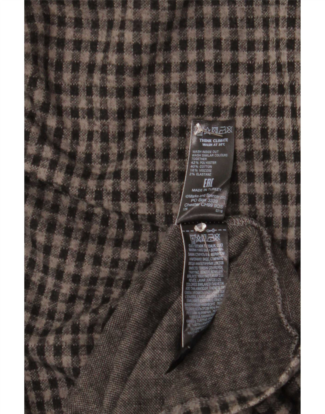 Marks & Spencer Vestido recto de manga 3/4 para mujer UK 40 Small Grey Gingham