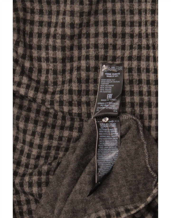 Marks & Spencer Vestido recto de manga 3/4 para mujer UK 40 Small Grey Gingham