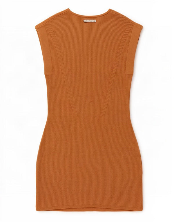 Abercrombie & Fitch Womens Sleeveless Bodycon Dress UK 14 Large Beige