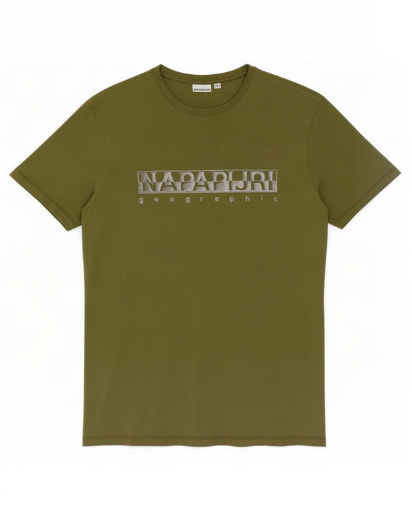 Napapijri Camiseta con gráfico geográfico para hombre Top XL Algodón caqui