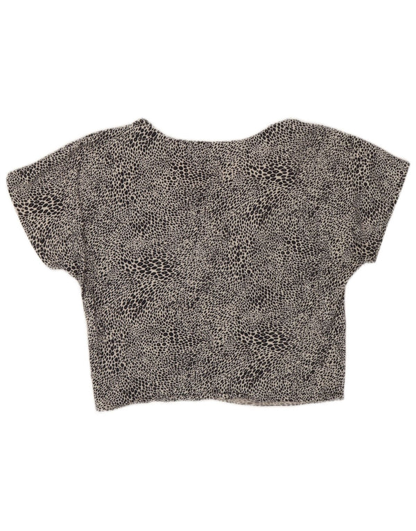 LAURA BIAGIOTTI Blusa Corta Mujer IT 44 Medium Negro Estampado Animal