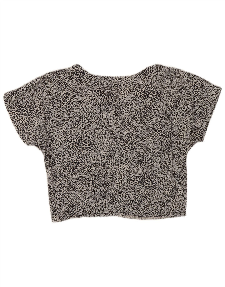 LAURA BIAGIOTTI Blusa Corta Mujer IT 44 Medium Negro Estampado Animal
