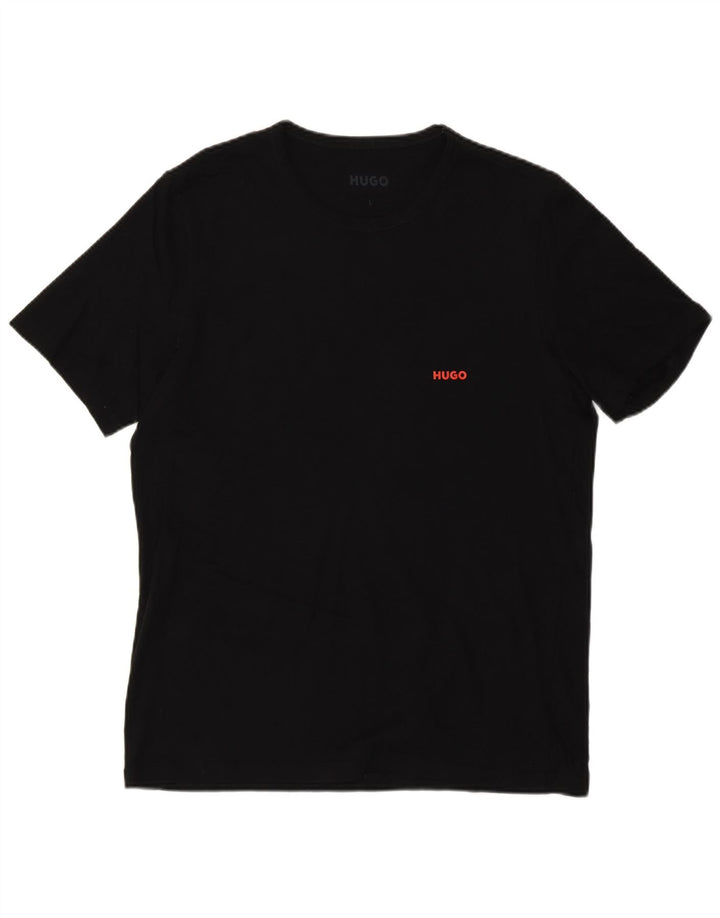 Hugo Boss Hombre Camiseta Top Grande Algodón Negro