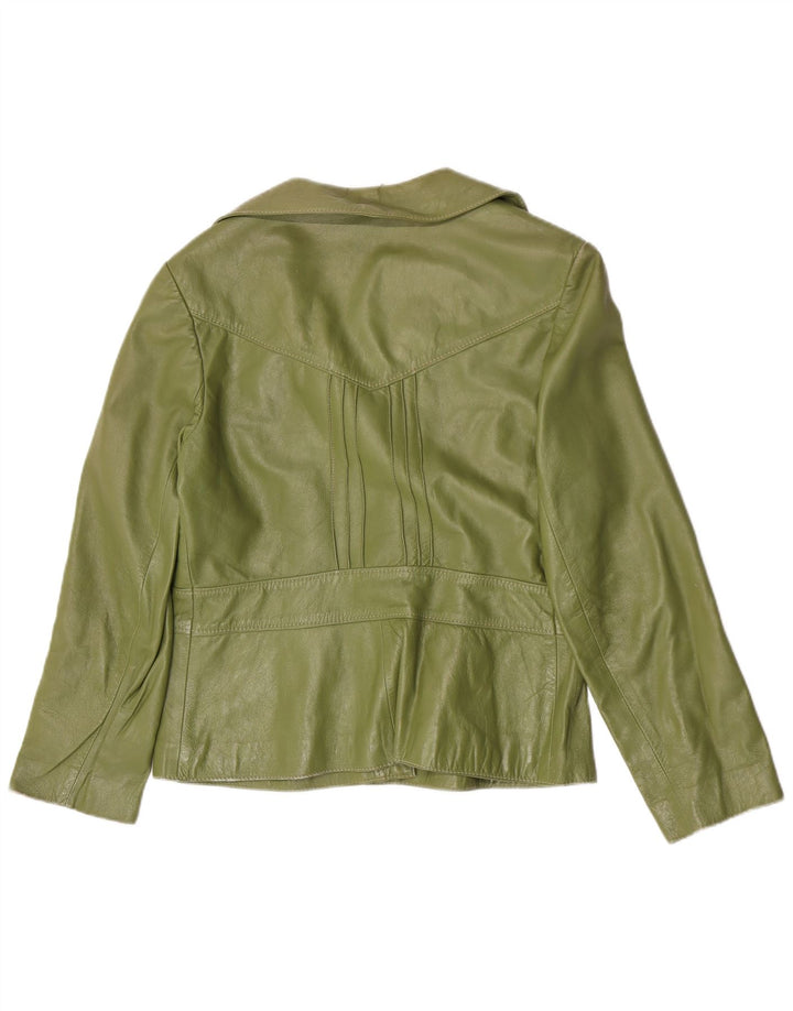 Vintage mujer 4 botones Blazer chaqueta IT 44 cuero verde medio