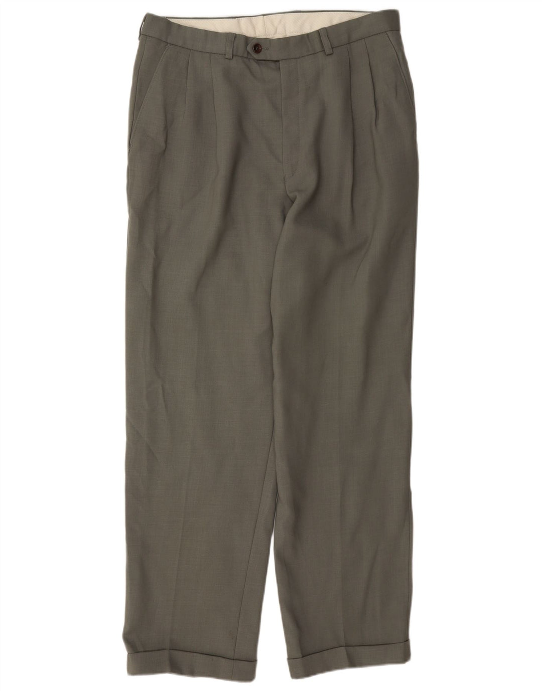 Marks & Spencer Pantalón de traje con pinzas St. Michael para hombre W34 L31 Lana gris