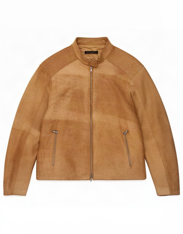 Vintage Mens Suede Jacket UK 40 Large Beige Leather