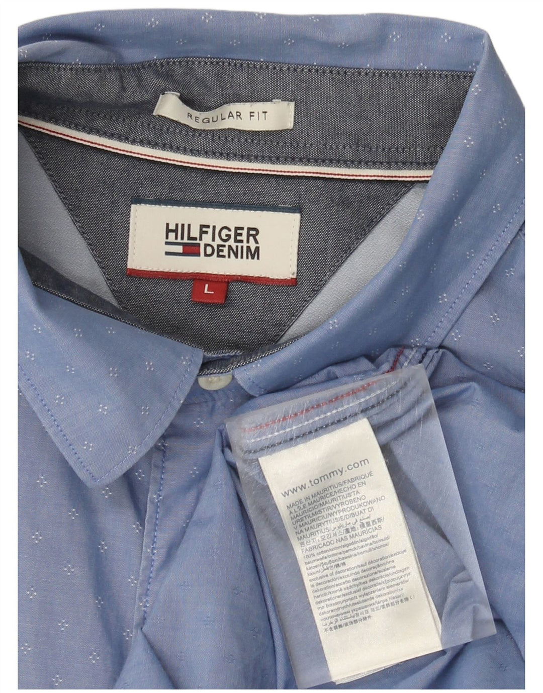 TOMMY HILFIGER Camisa de corte regular para hombre de algodón con lunares azules grandes