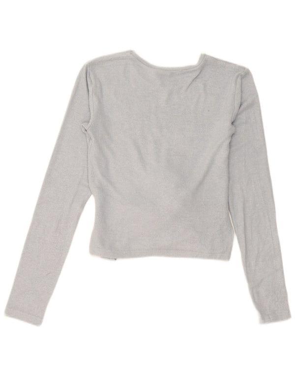 Zara Mujer Crop Top Manga Larga UK 10 Small Azul