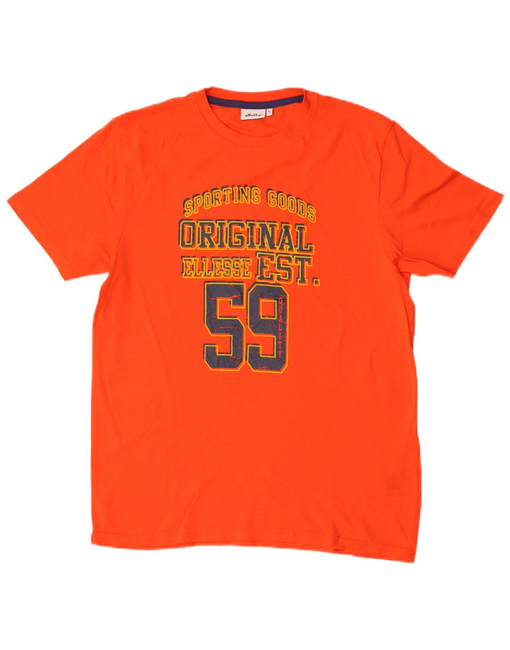 Ellesse - Camiseta gráfica para hombre, talla grande, algodón naranja