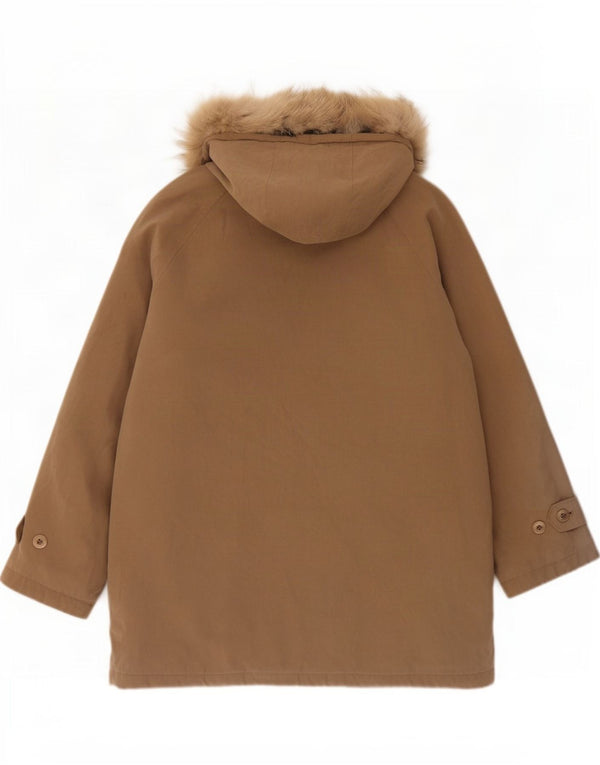 London Fog Womens Hooded Oversized Parka Jacket UK 16 Large Beige Polyester