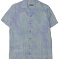 Zara Hombre Camisa Manga Corta Estampado Abstracto Azul Medio