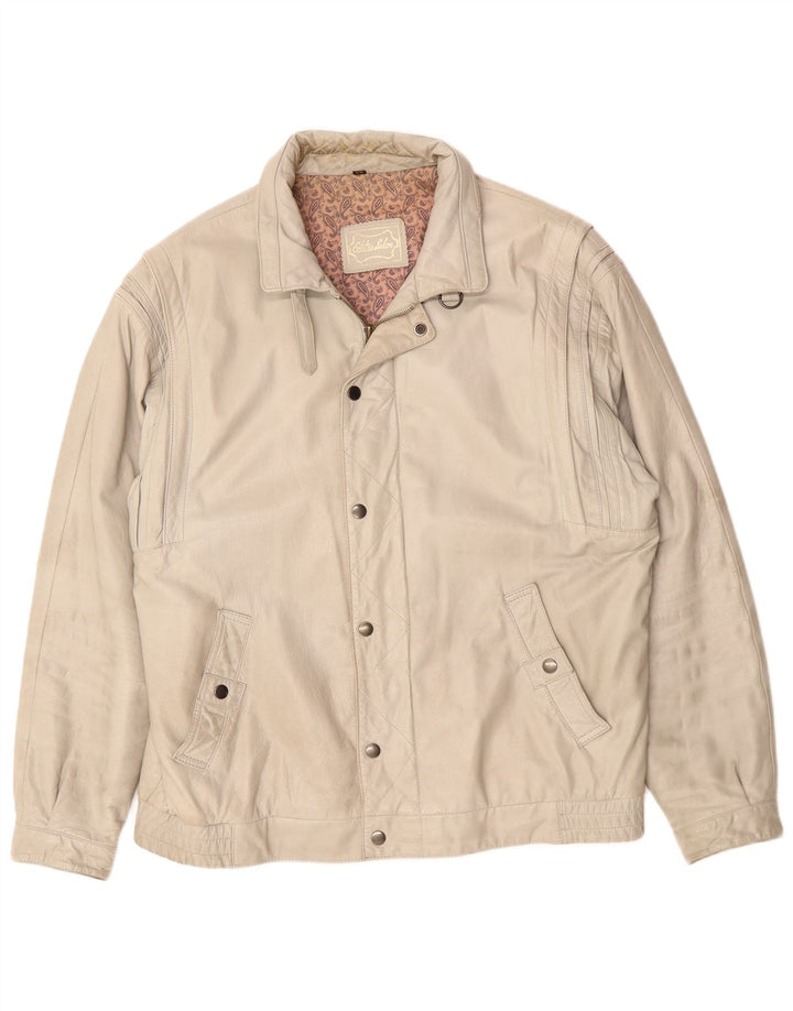 Vintage chaqueta de cuero para hombre EU 54 2XL cuero gris