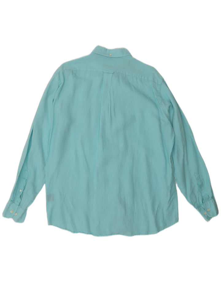Camisa Hombre Faconnable Lino Azul Medio