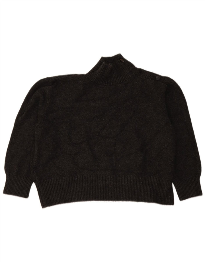 Zara Mujer Oversize Crop Button Neck Jumper Sweater UK 10 Small Gris