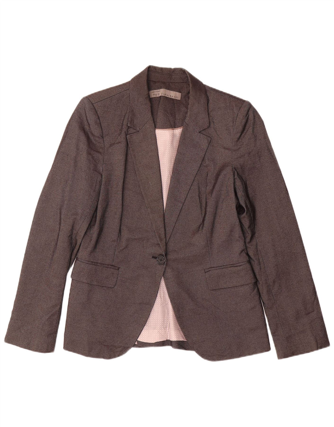 Zara Chaqueta Blazer De 1 Botón Para Mujer UK 44 Poliéster Gris Grande