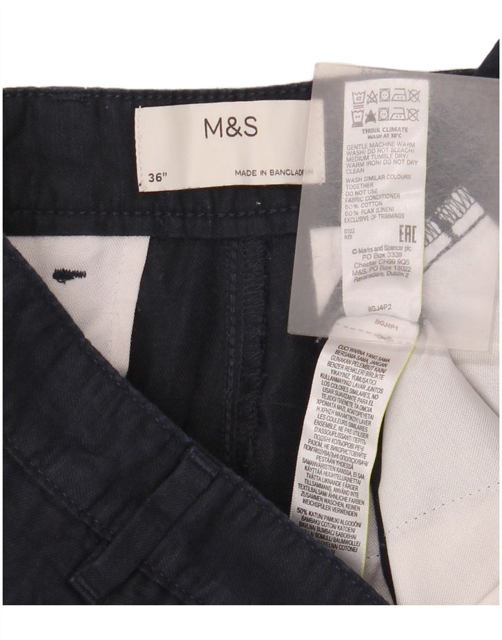 Marks & Spencer pantalones cortos chinos para hombre W36 grande lino azul marino