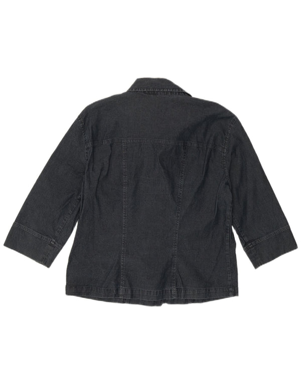 Benetton Camisa Vaquera De Manga 3/4 Mujer UK 44 Large Algodón Azul Marino