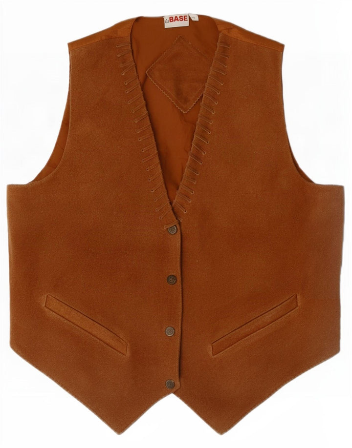 Vintage hombres ante chaleco pequeño cuero beige
