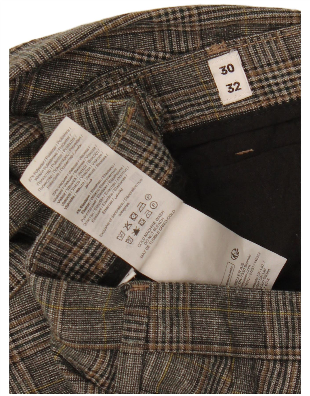 Jack & Jones Pantalón de traje ajustado para hombre W30 L32 Poliéster a cuadros grises