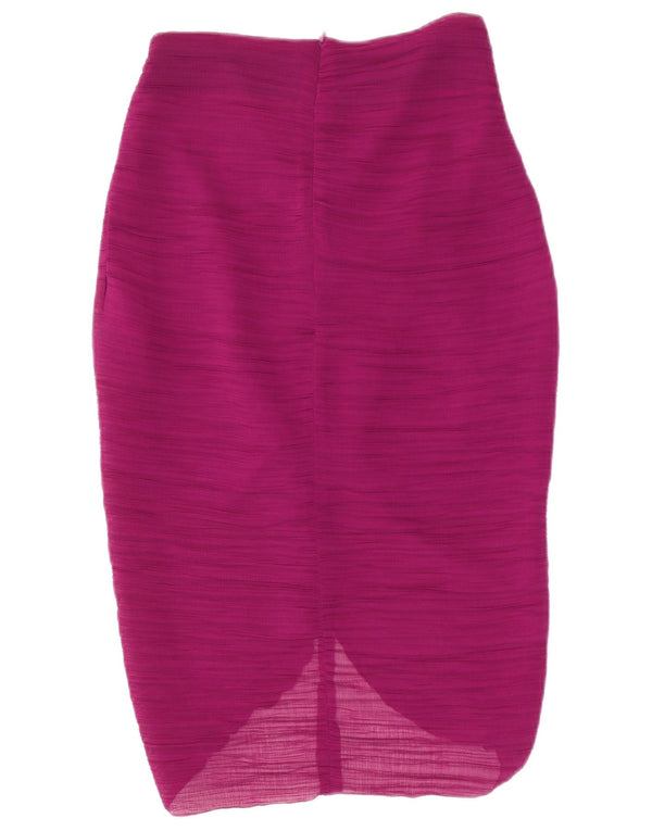 Zara Mujer Falda Midi De Cintura Alta Pequeña W26 Poliéster Morado
