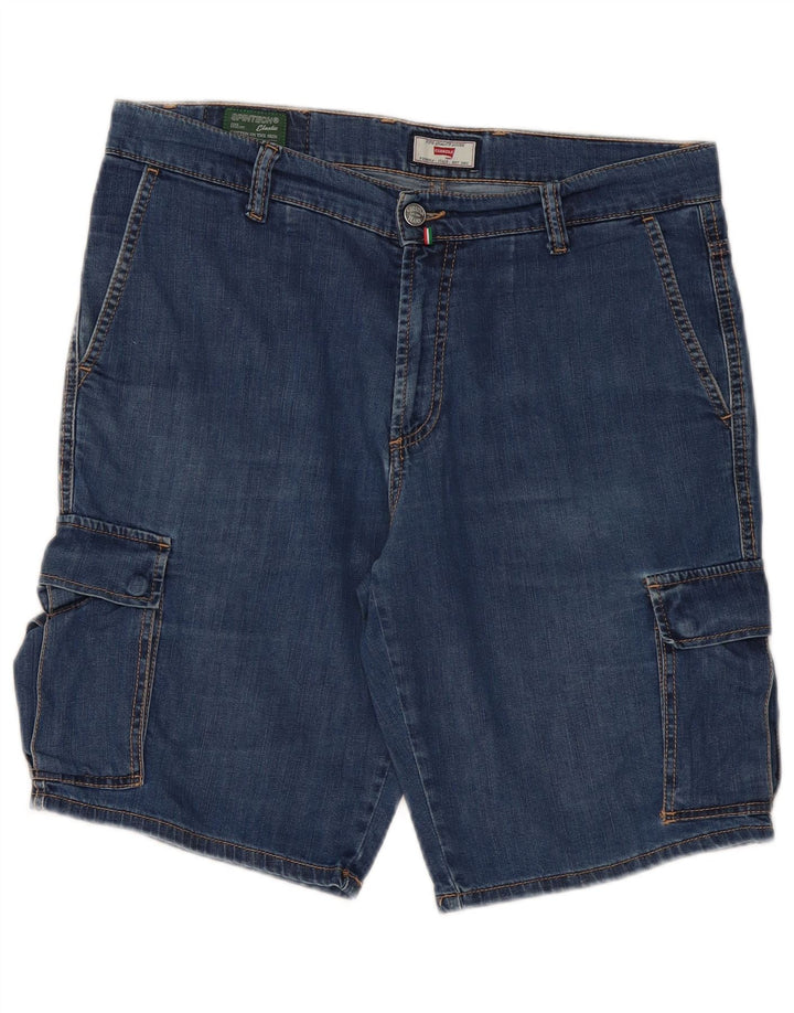 CARRERA Pantalones cortos de mezclilla cargo para hombre W34 Algodón azul grande