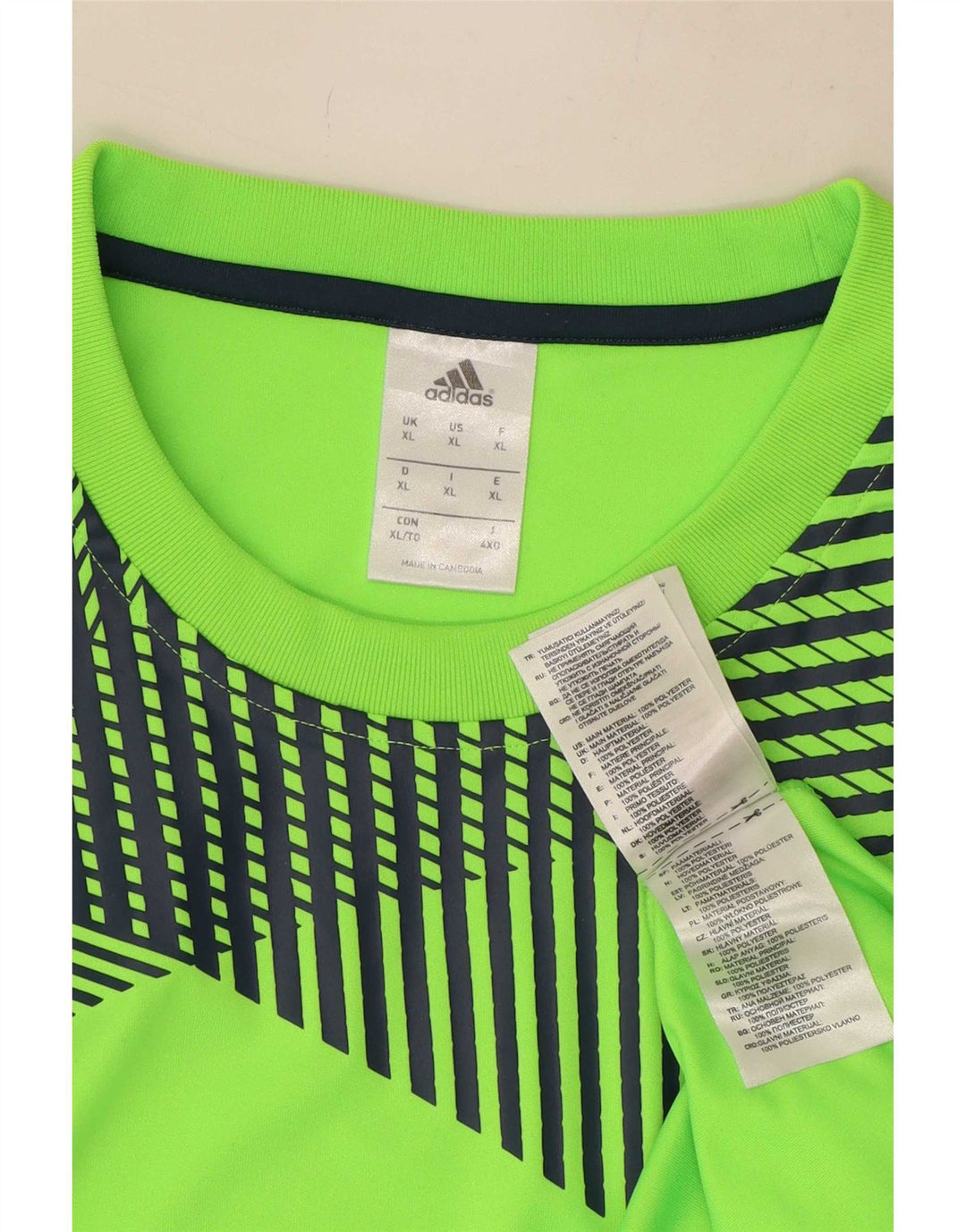 Adidas Hombre Camiseta Top XL Verde Geométrico Poliéster