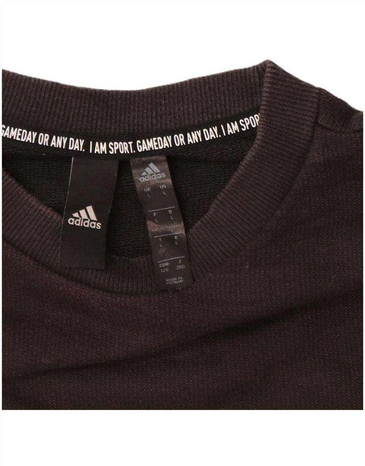 ADIDAS Hombre Sudadera Jumper Grande Algodón Negro