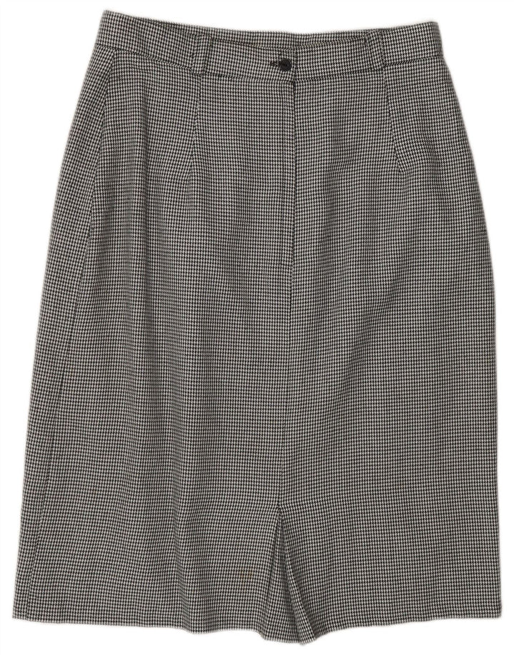 CALLE. BERNARD Falda recta midi para mujer UK 46 Large W30 Pata de gallo negra