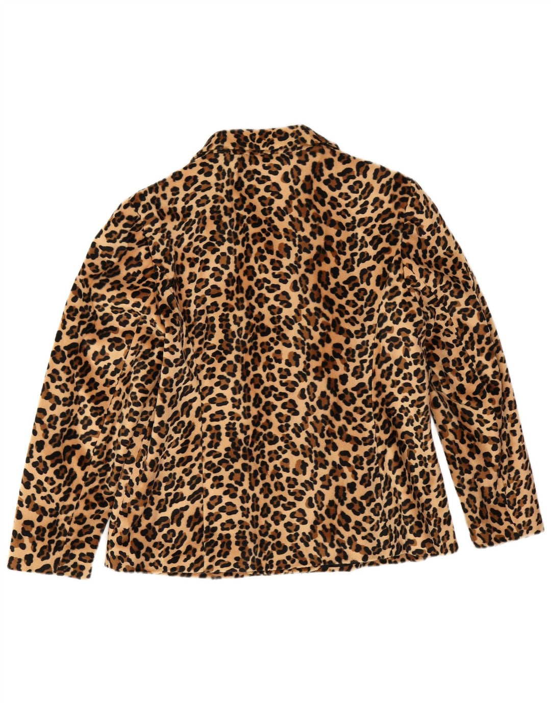 Vintage mujer 3 botones Blazer chaqueta Reino Unido 14 gran beige animal print