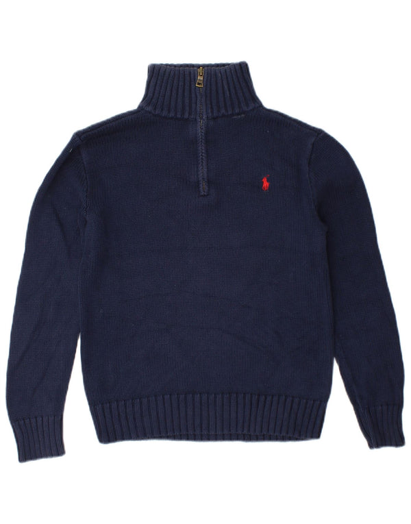 Polo Ralph Lauren Suéter con cuello y cremallera para niños 10-11 años Azul marino mediano