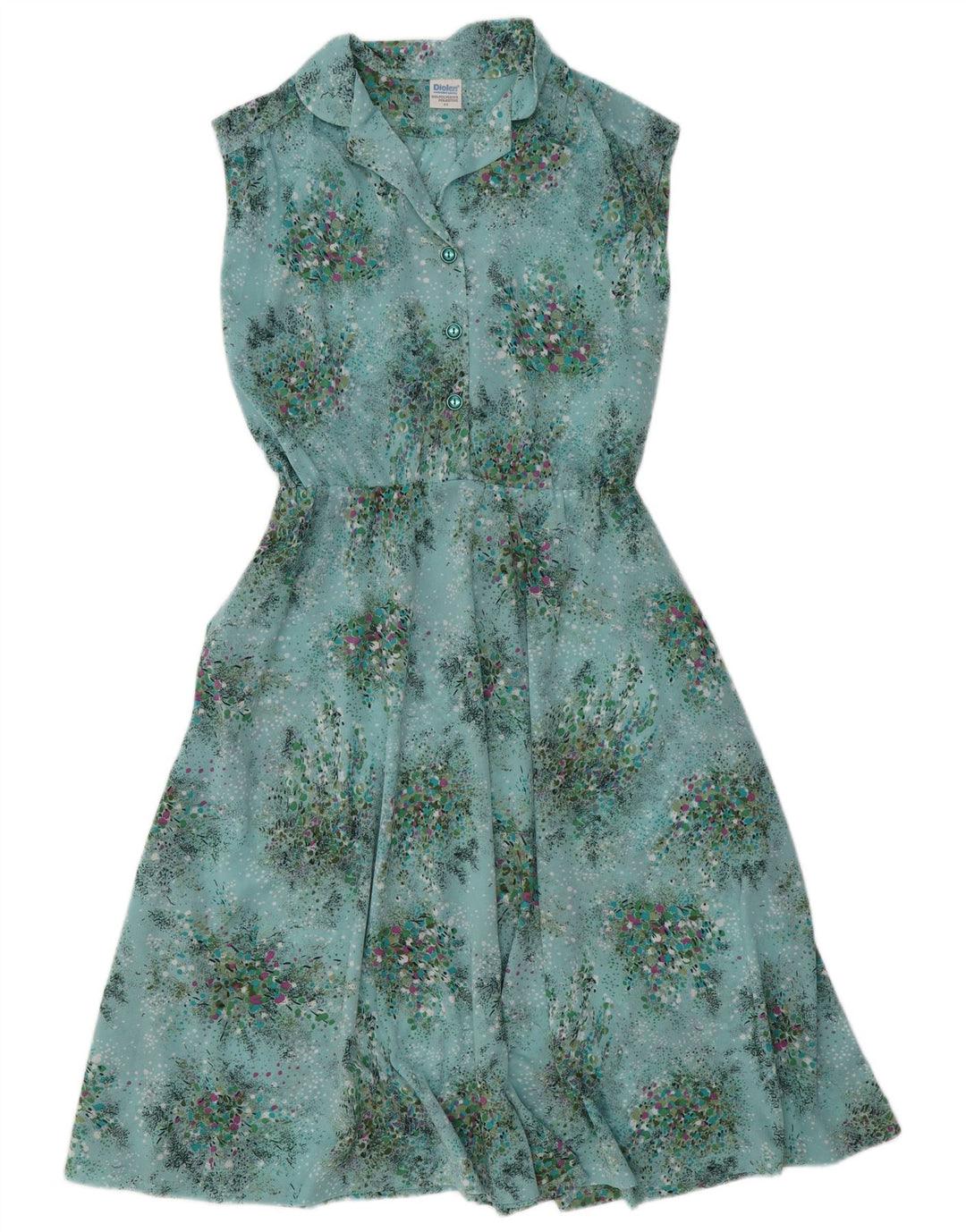 DIOLEN Vestido evasé sin mangas para mujer IT 44 Poliéster floral azul medio