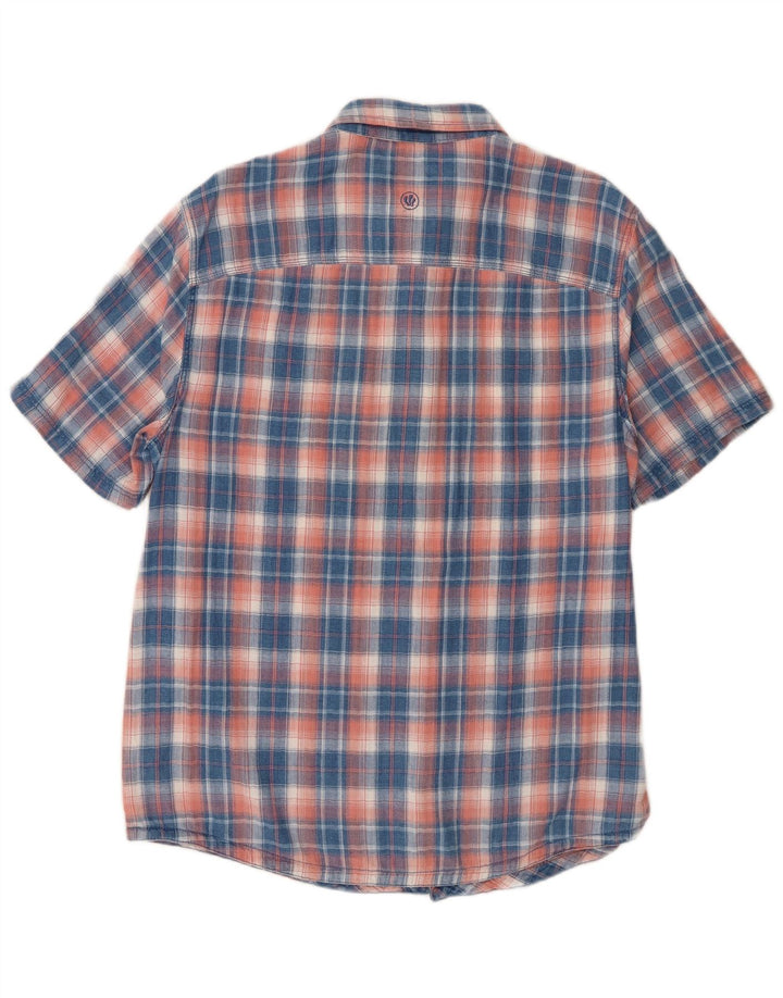 Camisa de franela de corte estándar y manga corta para hombre de Fat Face, cuadros grandes en azul