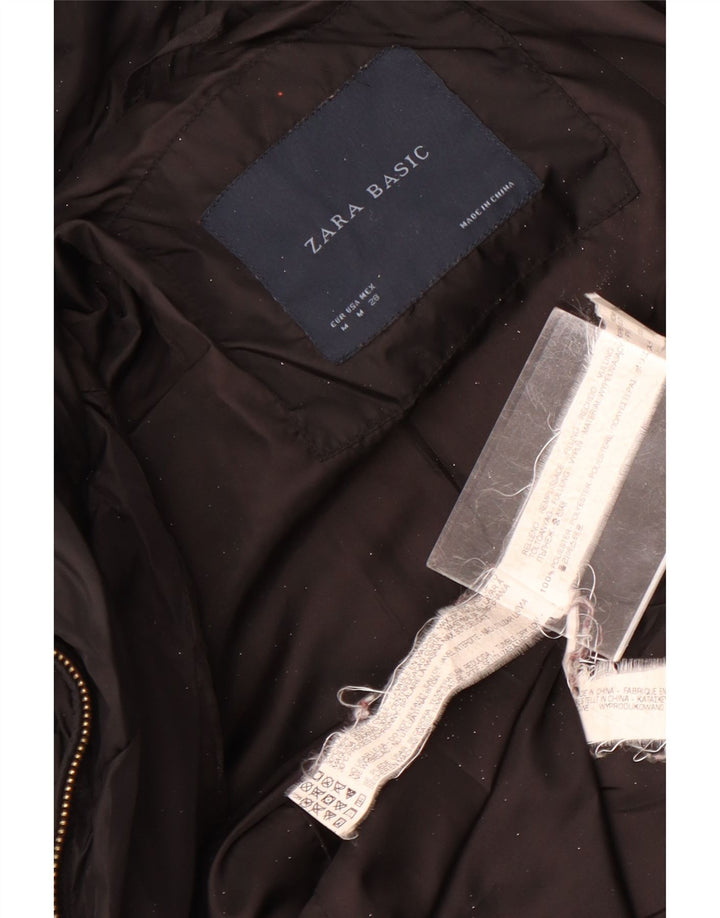Zara Mujer Chaqueta Acolchada UK 44 Mediana Negro Poliéster