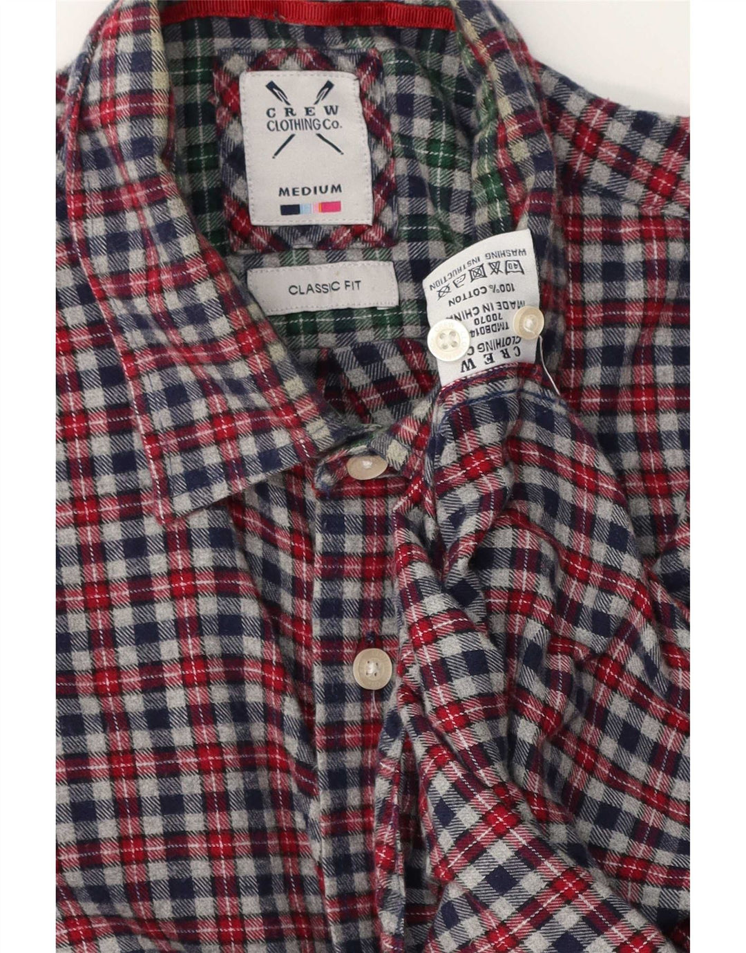 Crew Clothing Camisa de franela de corte clásico para hombre Algodón a cuadros gris medio
