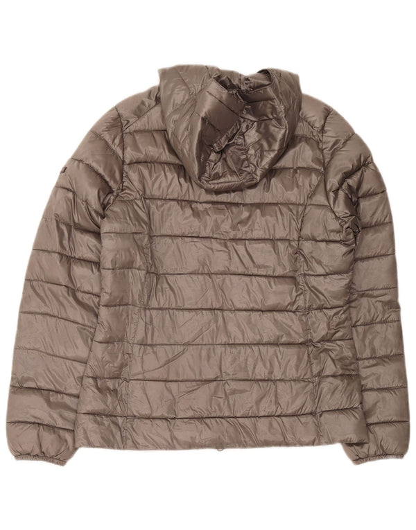 Brugi Womens Hooded Padded Jacket UK 12 Medium Grey Polyester