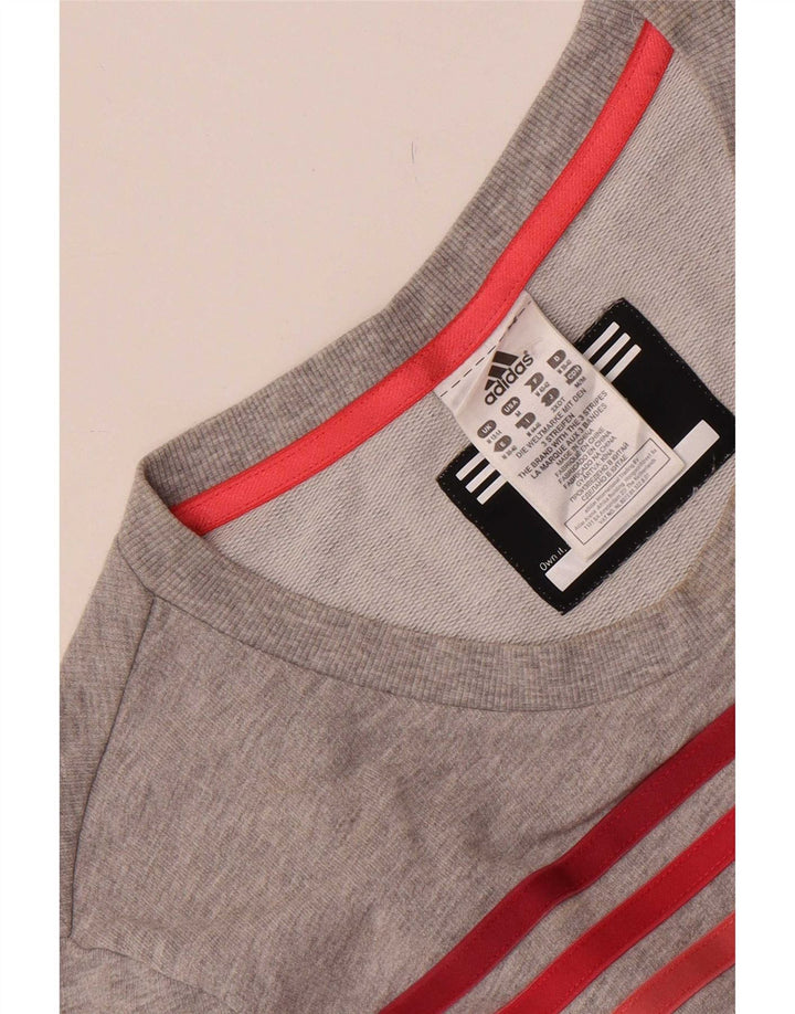 Adidas Mujer Sudadera Jumper UK 12/14 Algodón moteado gris medio