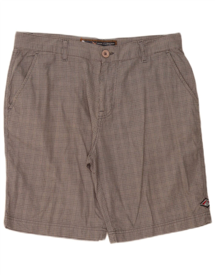 Pantalones cortos chinos Bear para hombre W34 Algodón de pata de gallo gris grande