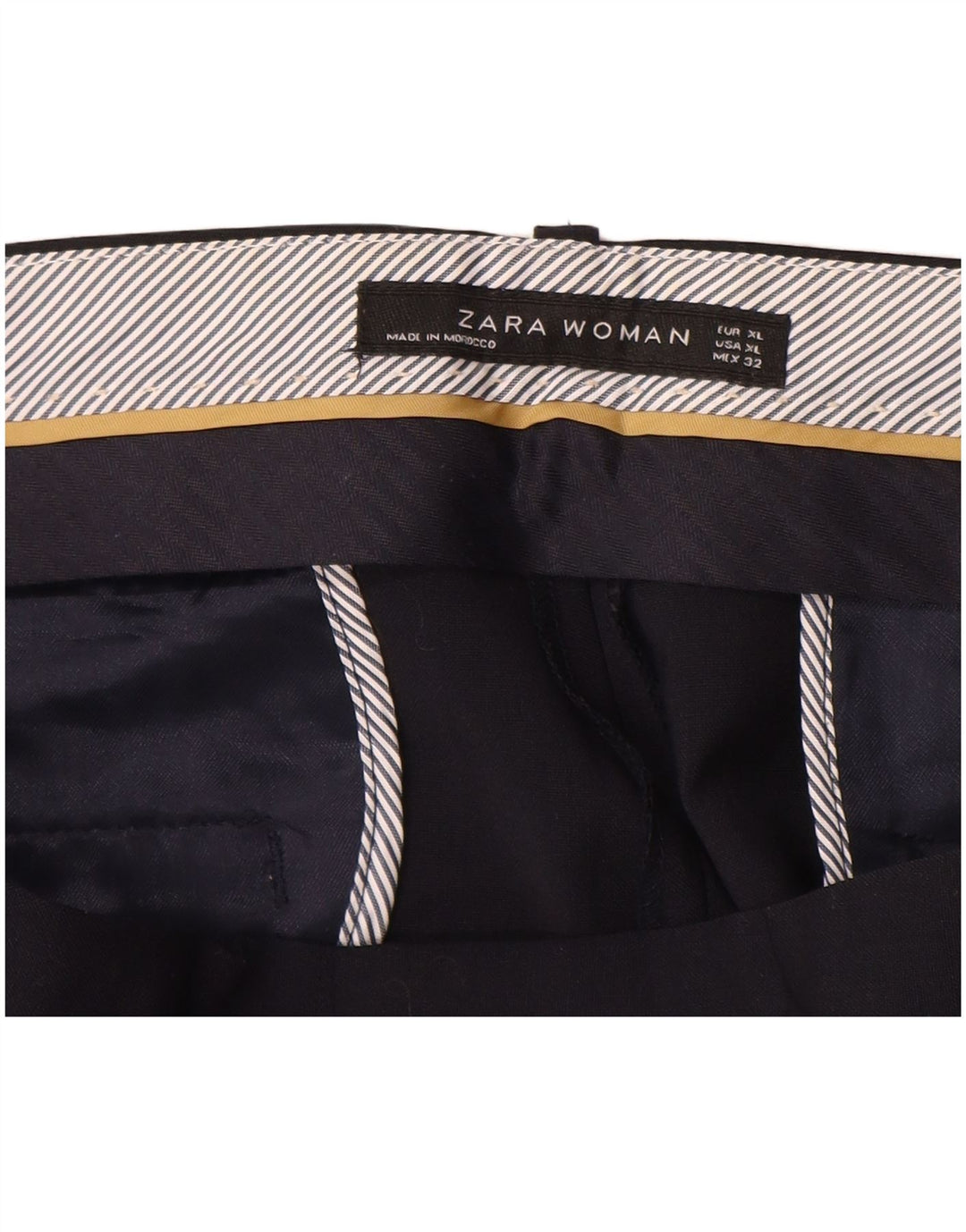 ZARA Mujer Pantalón Traje Slim XL W32 L26 Lana Azul Marino