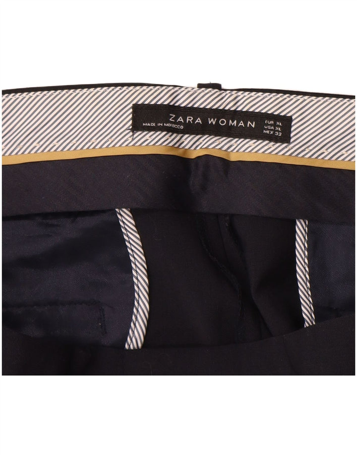 ZARA Mujer Pantalón Traje Slim XL W32 L26 Lana Azul Marino