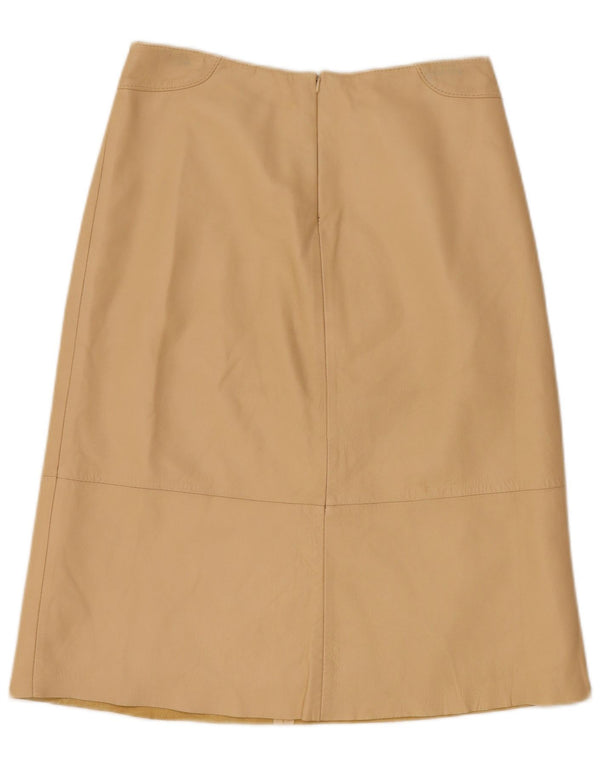 Falda de cuero vintage para mujer Reino Unido 12 Medio W28 Beige