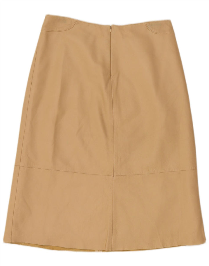 Falda de cuero vintage para mujer Reino Unido 12 Medio W28 Beige