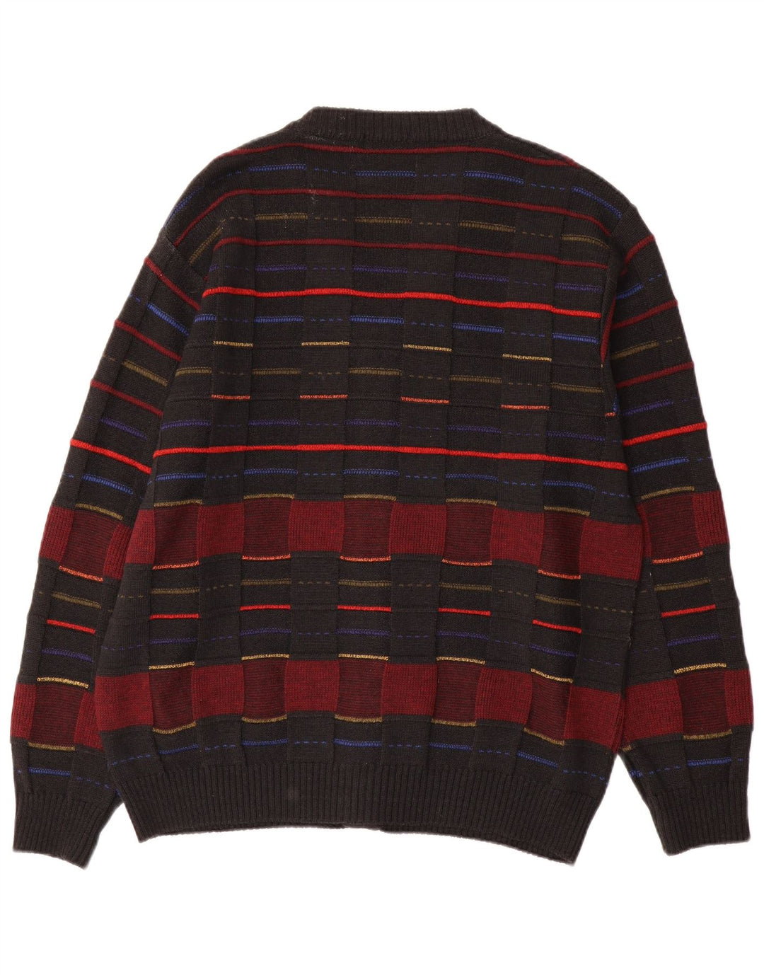 Vintage hombres Cardigan suéter IT 48 medio negro comprobar lana