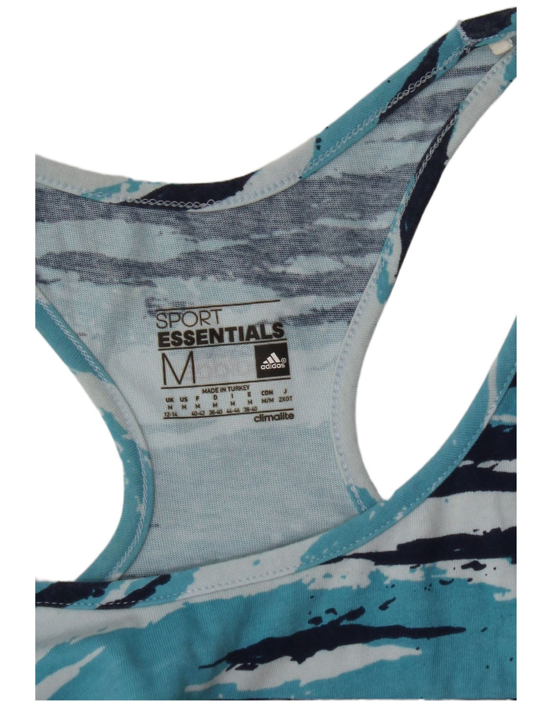 ADIDAS Mujer Climalite Graphic Chaleco Top UK 12/14 Camuflaje Azul Medio