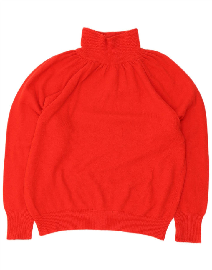Vintage mujer oversize roll cuello jersey suéter IT 40 pequeña lana roja