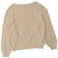 Vintage mujer crop gráfico barco cuello jersey suéter EU 40 medio blanco