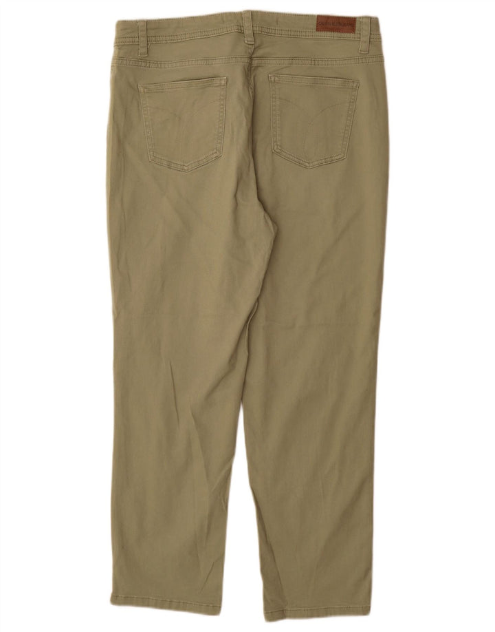 CALVIN KLEIN Pantalones casuales cónicos para mujer US 10 Large W30 L27 Verde