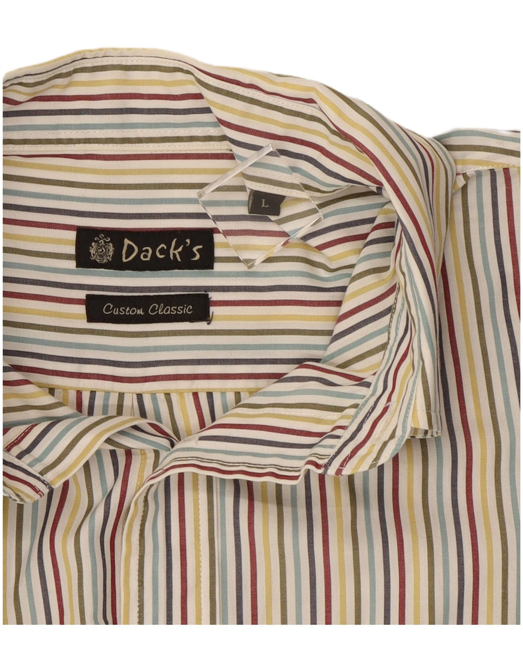Dack's Camisa de manga corta para hombre de algodón a rayas multicolor grande