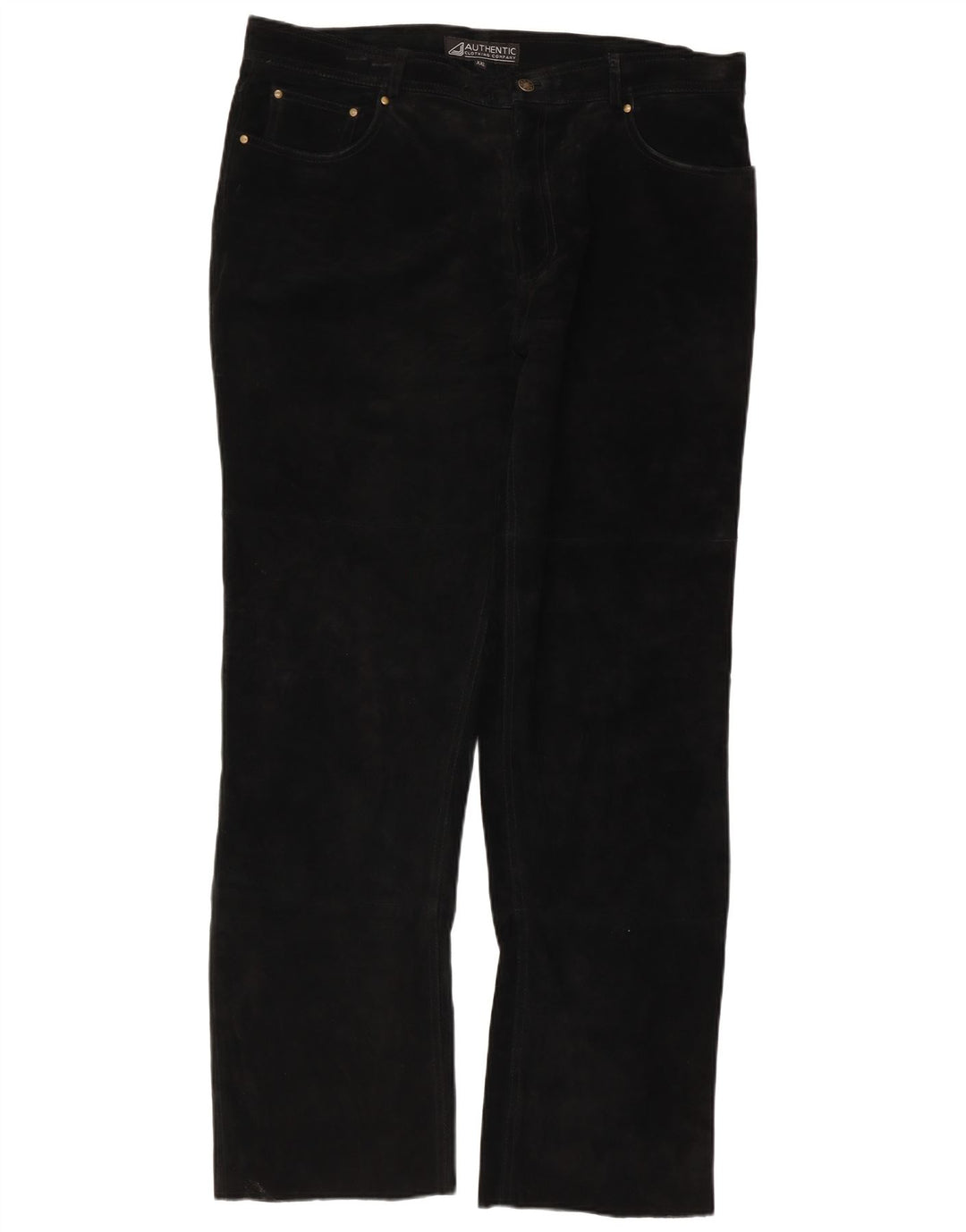Auténticos pantalones rectos de gamuza para hombre 2XL W38 L32 Cuero negro