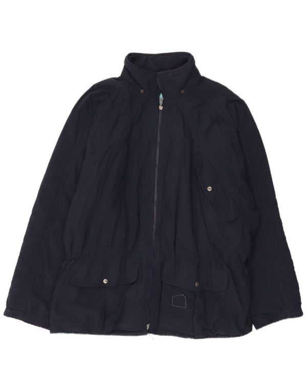 Vintage hombres suelta ajuste acolchado chaqueta Reino Unido 42 XL azul marino poliamida
