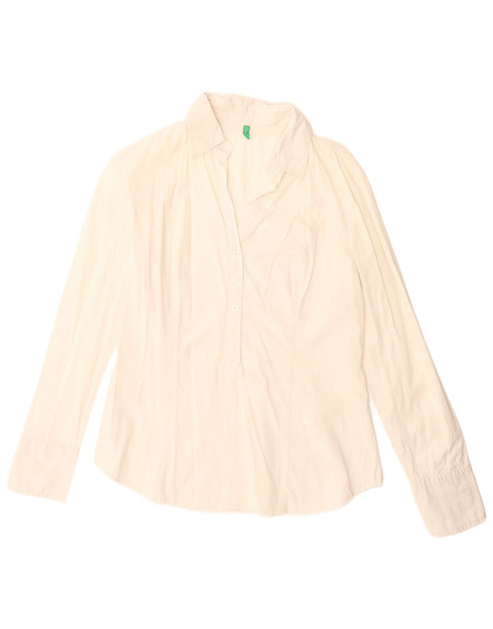 Benetton Camisa Tipo Jersey para Mujer UK 46 Large Algodón Blanco Roto